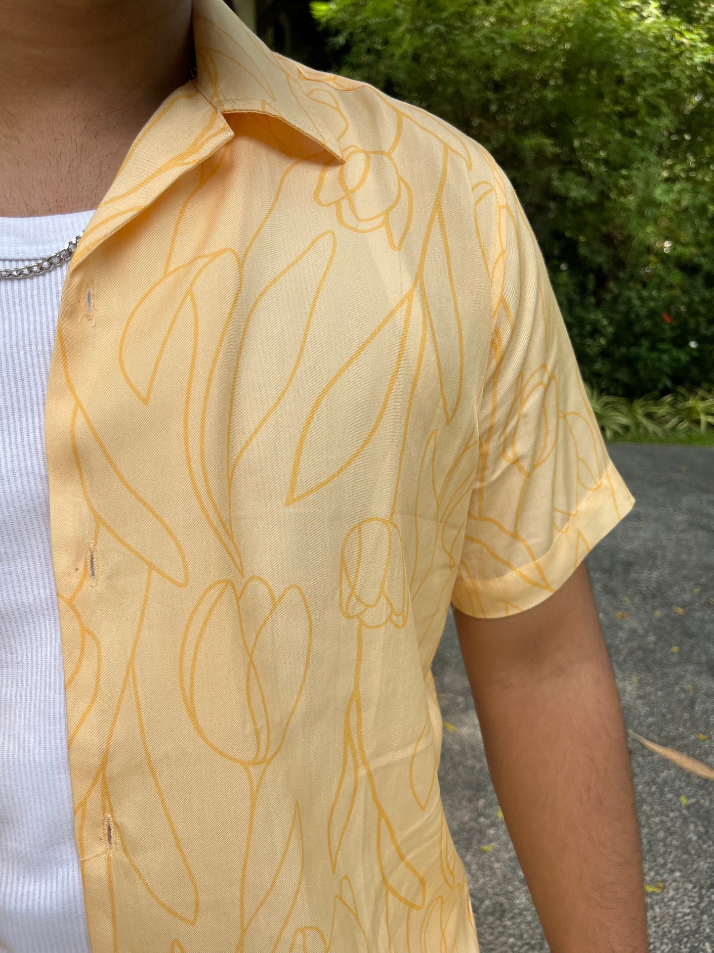 Peaches | Floral Abstract Print Tencel Twill Shirt | Unisex